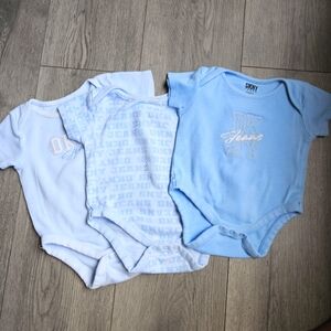 3/$6 DKNY Blue Baby Bodysuit Set Of 3 6-9M